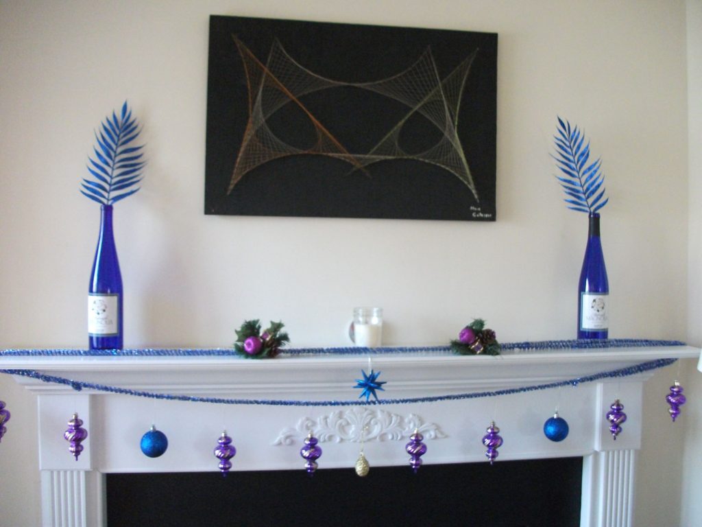 Deck your mantel with blue holiday décor for January