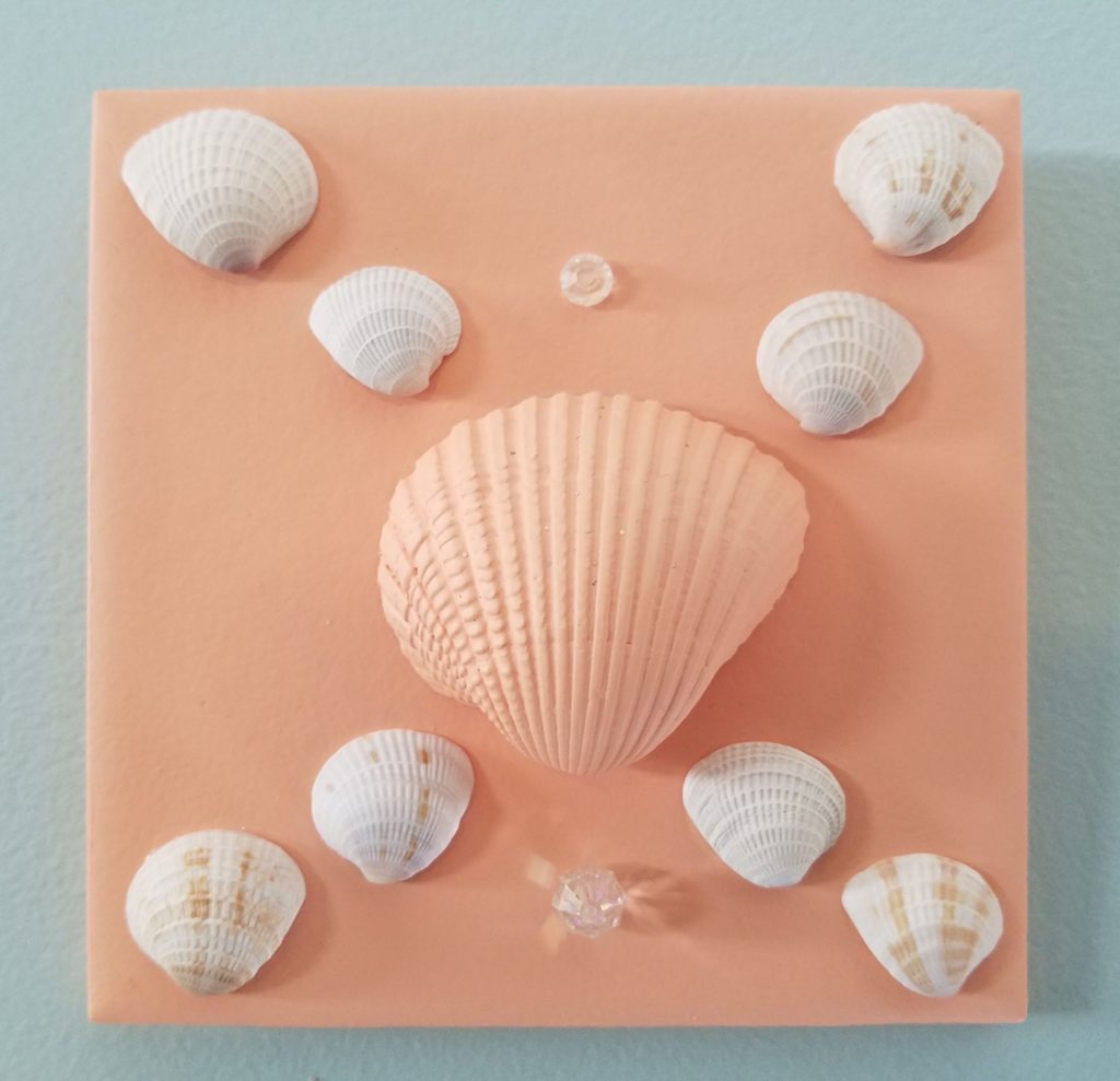 Shells on painted tile