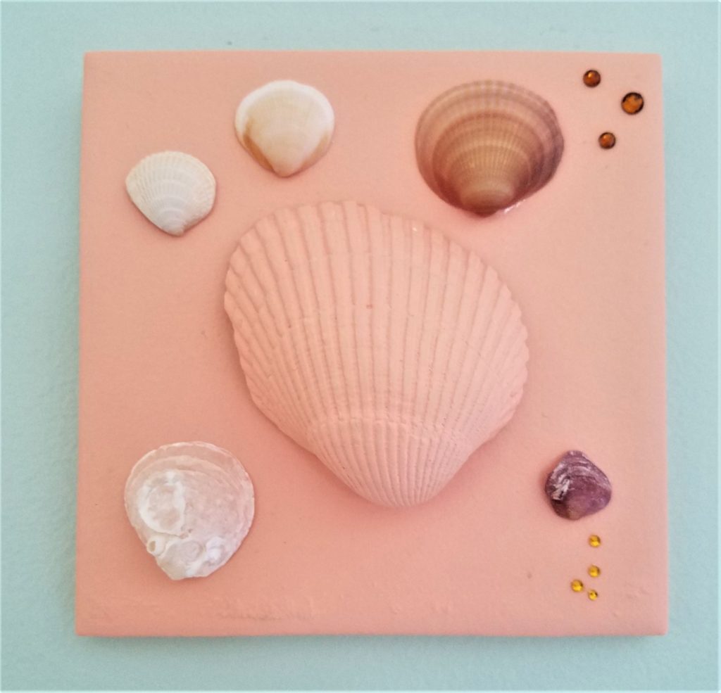 Shells on painted tile