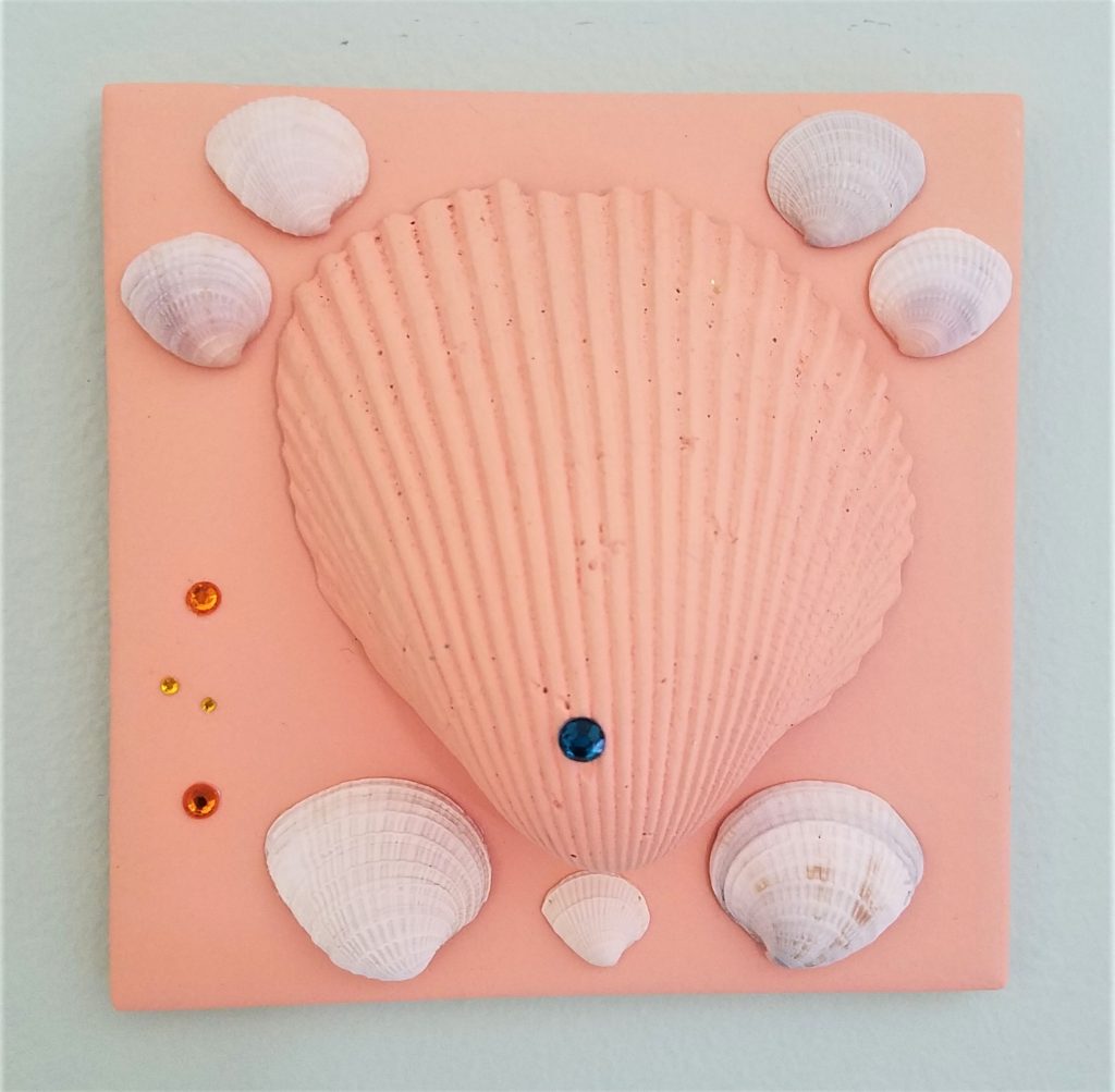 Shells on painted tile