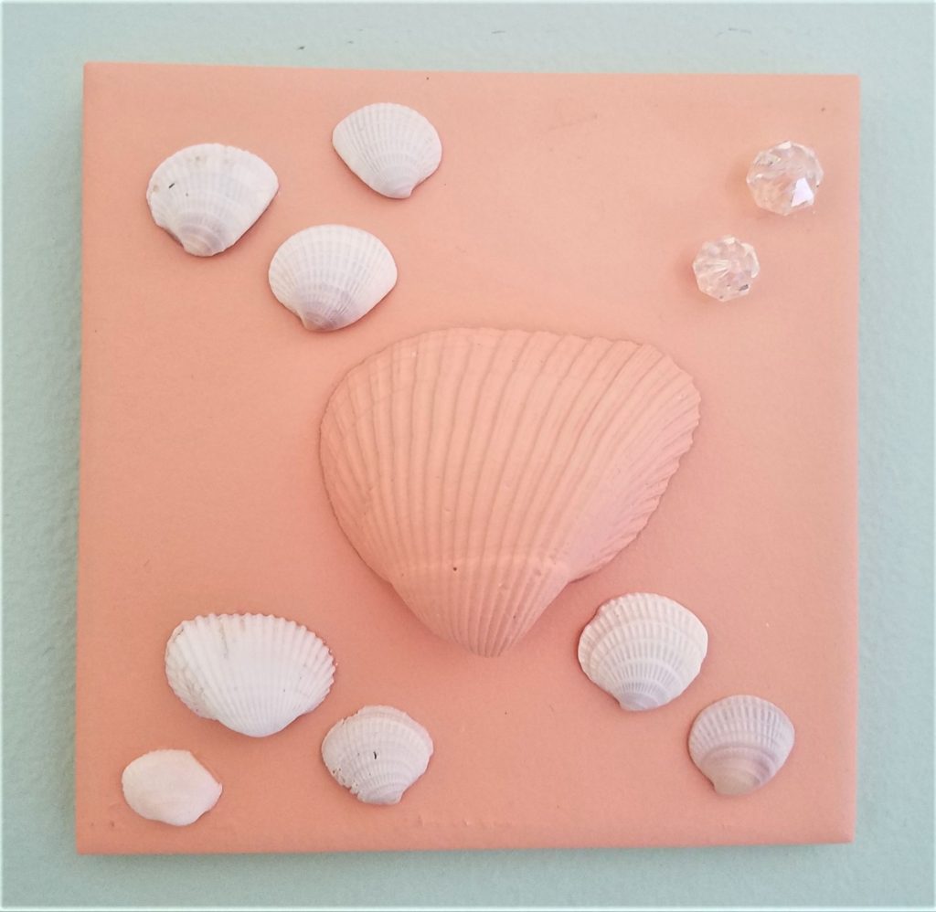 Shells on painted tile