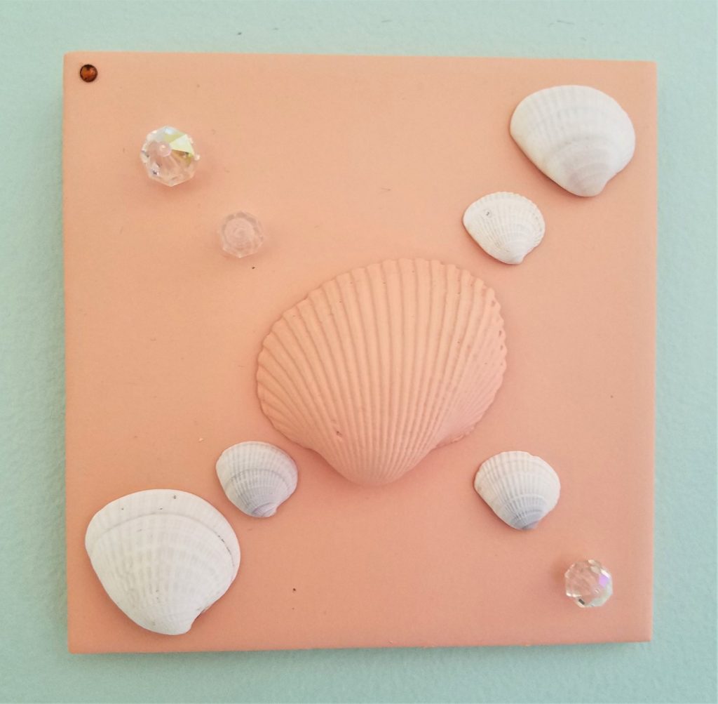 Shells on painted tile