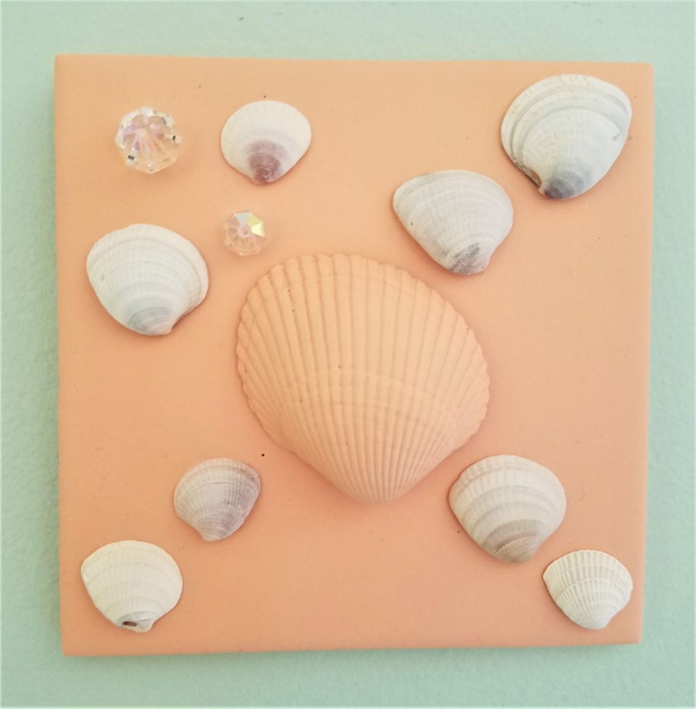 Shells on painted tile