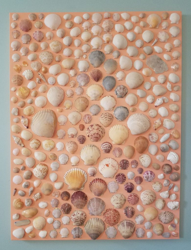If you love shells, create a large collage to hang in your bedroom