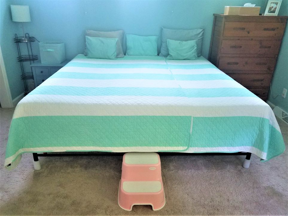 Beneath the calming bedding is a very comfortable mattress