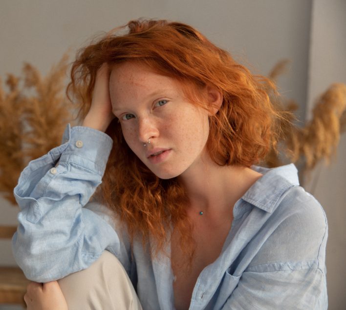 Casual button-down shirt allows easy breastfeeding access