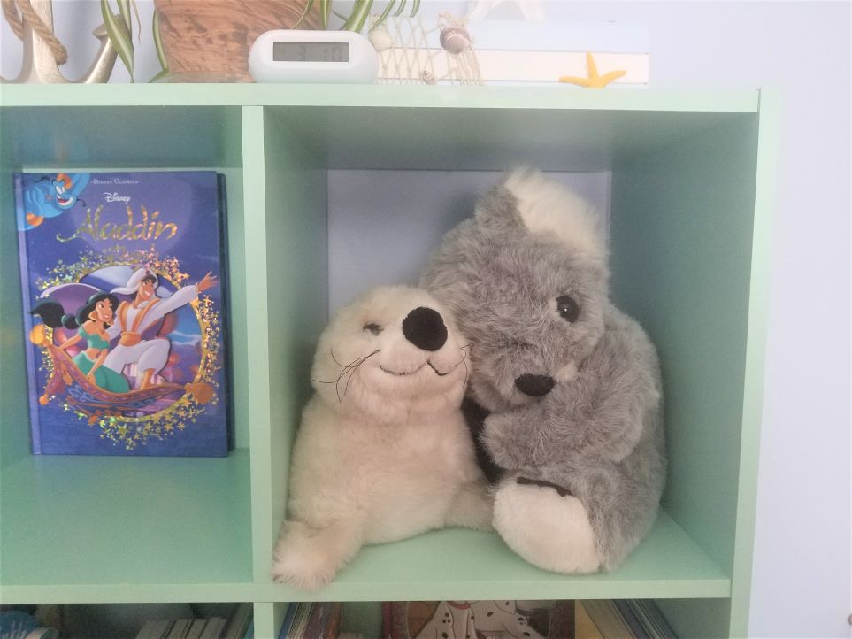 A calm nursery limits toys to stuffed animals and books