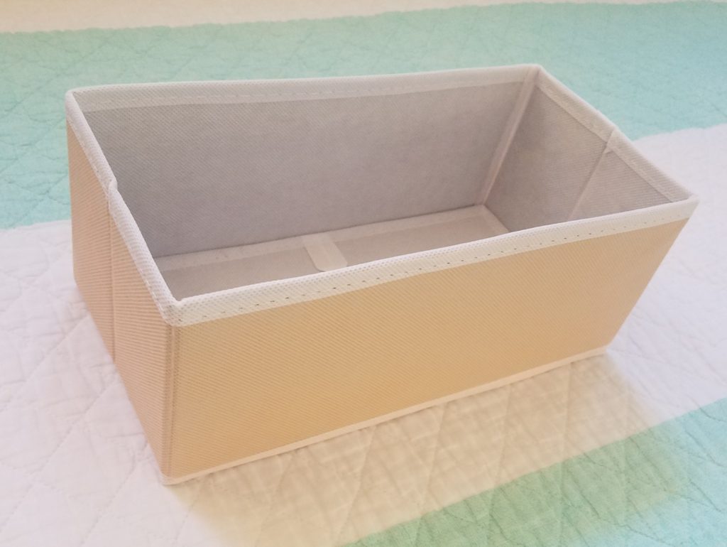 This rectangular peach bin perfectly fits a tissue box