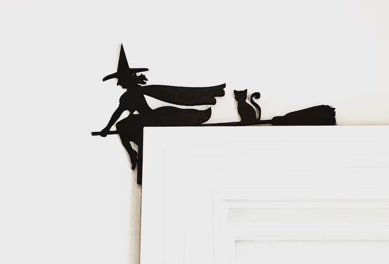 Door corner witch silhouette