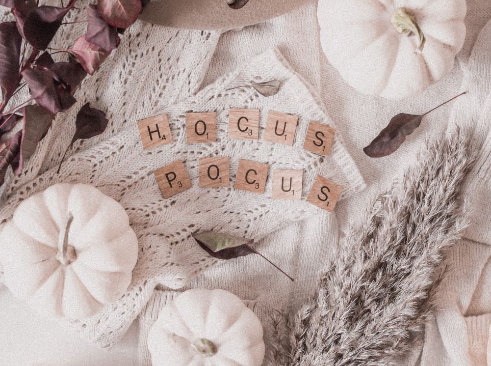 White pumpkins and hocus pocus