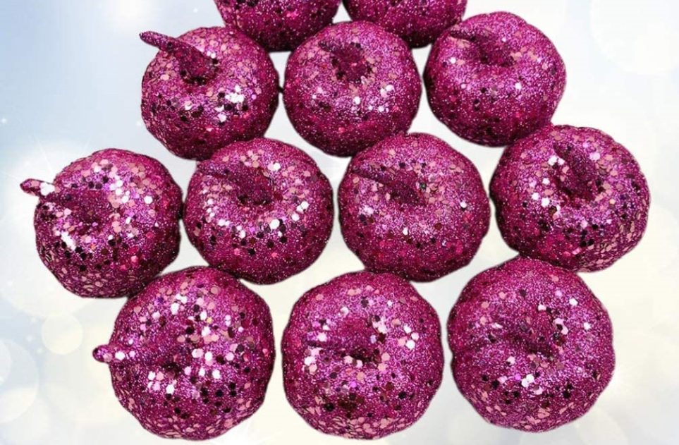 Mini pink glitter pumpkins