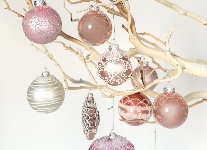 Pink glass ball ornaments