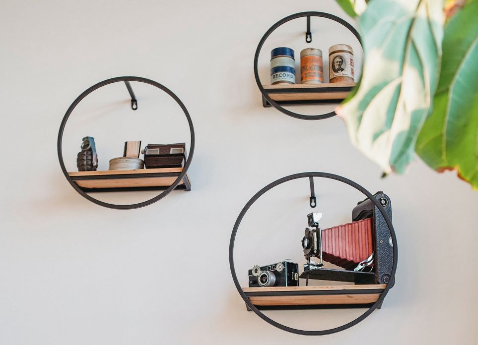 Gratitude decor on wall shelves