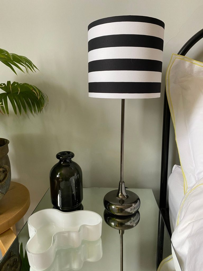 Horizontal B&W striped lamp shade