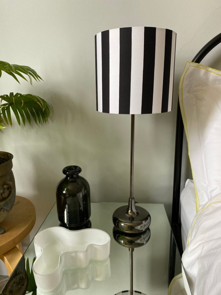 Vertical B&W striped lamp shade