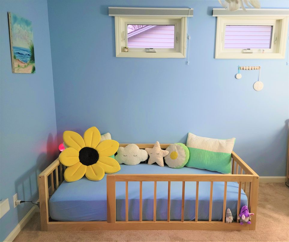 Zipadee Kids floor bed outfitted with pillows