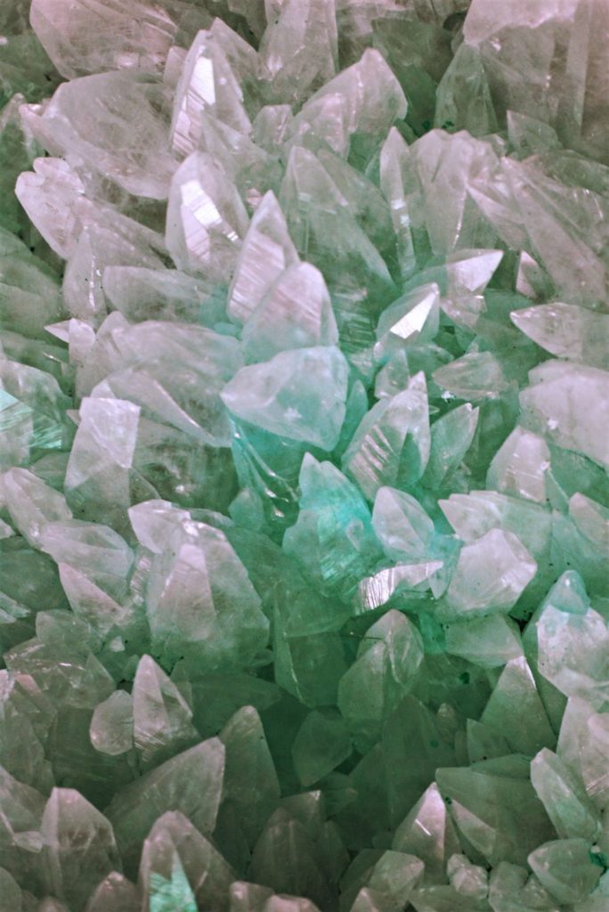 Green and clear crystal, close-up