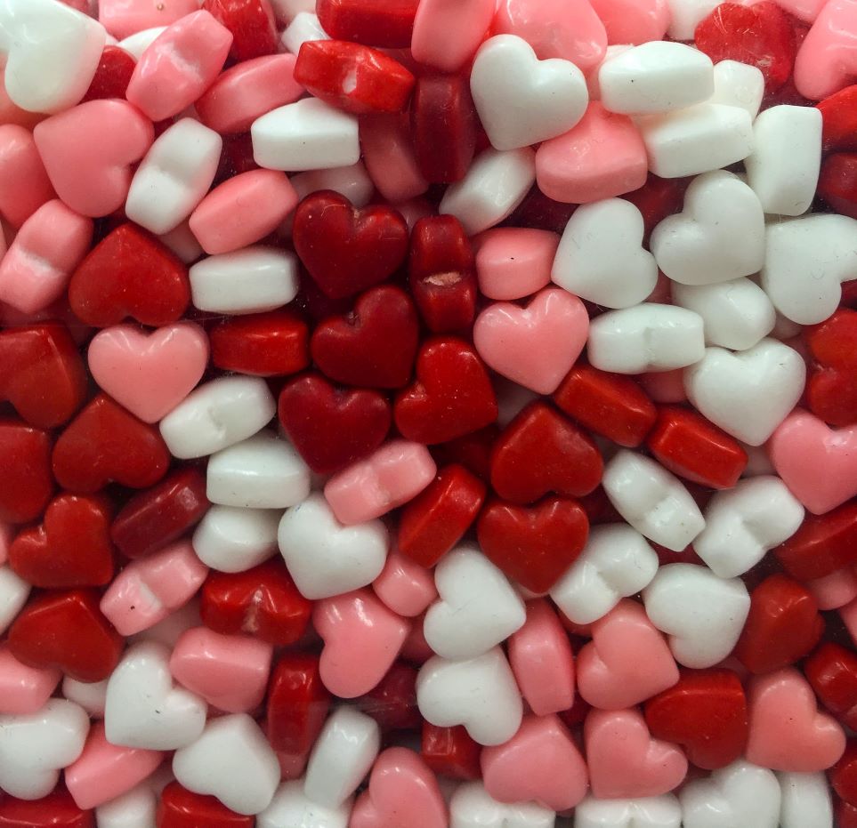 Pink, red and white heart candy spells lovecore