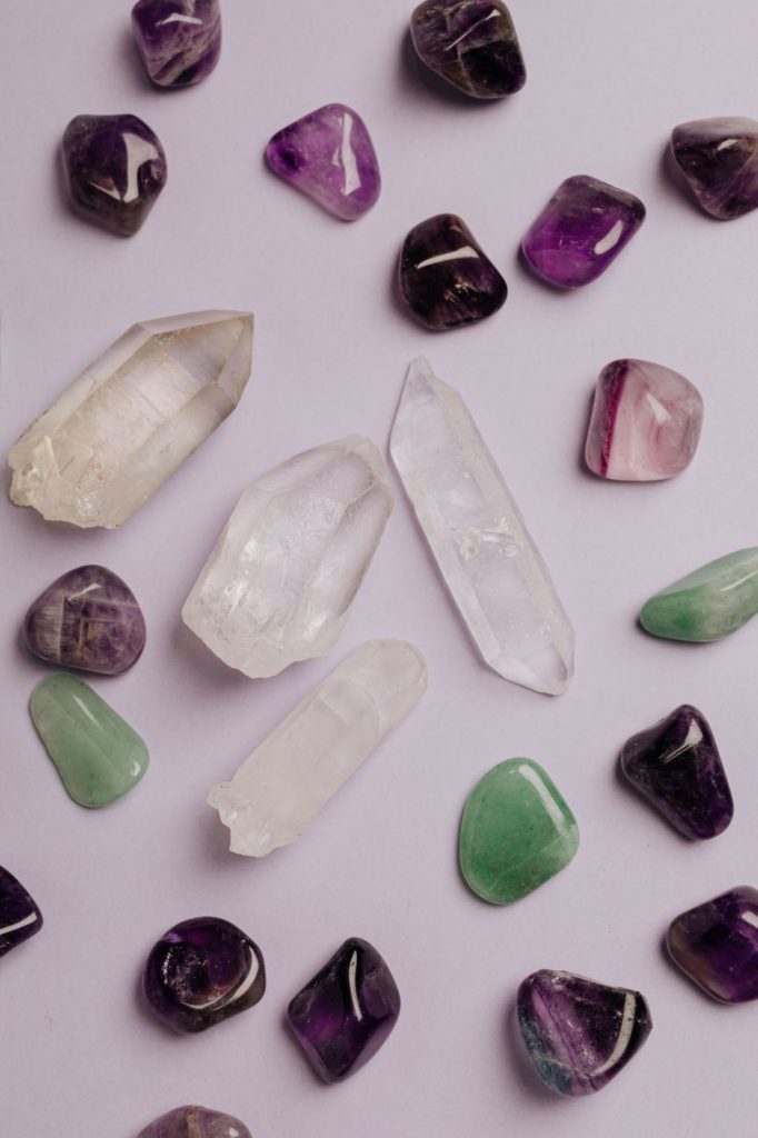 Tumbled crystals (clear quartz, amethyst, etc.)