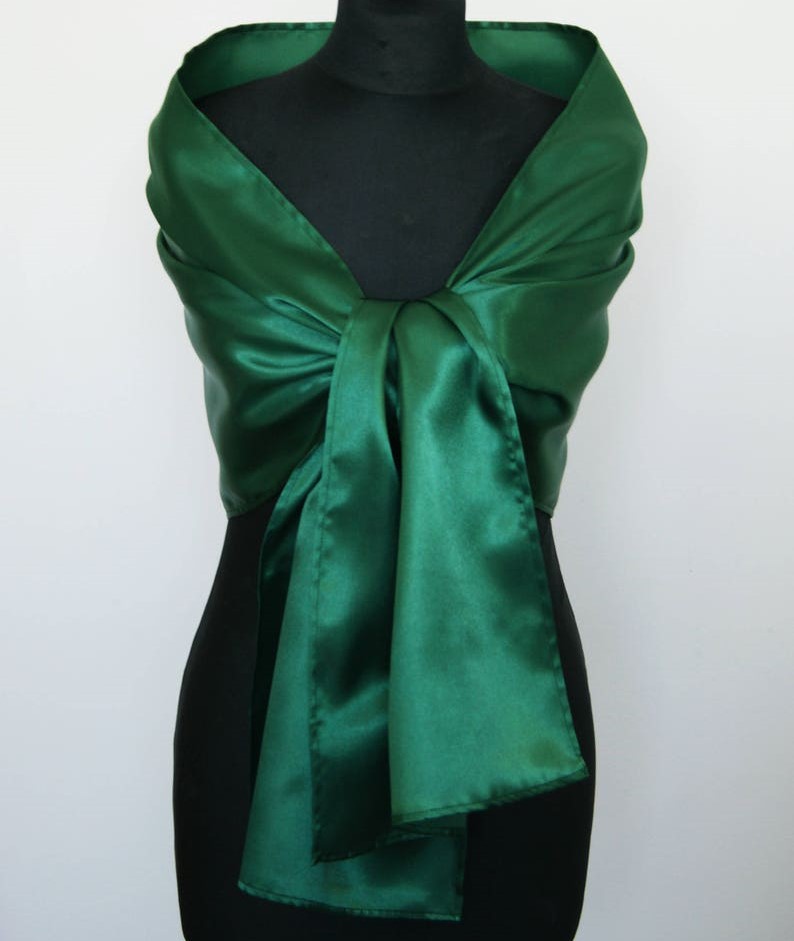 Emerald green satin shawl