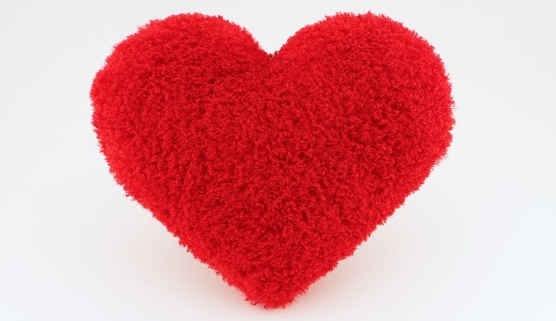 curly shag red heart pillow lovecore decor