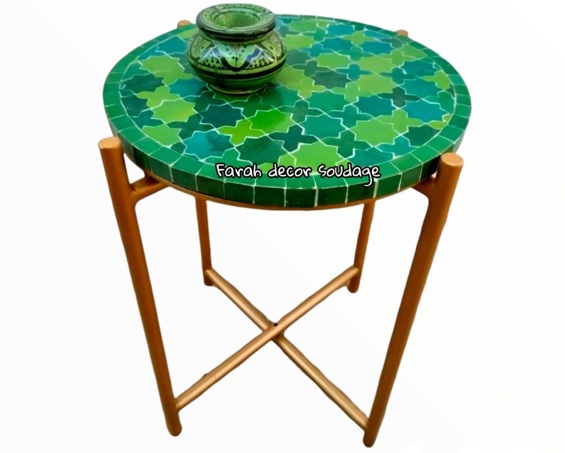 Emerald green Moroccan mosaic table