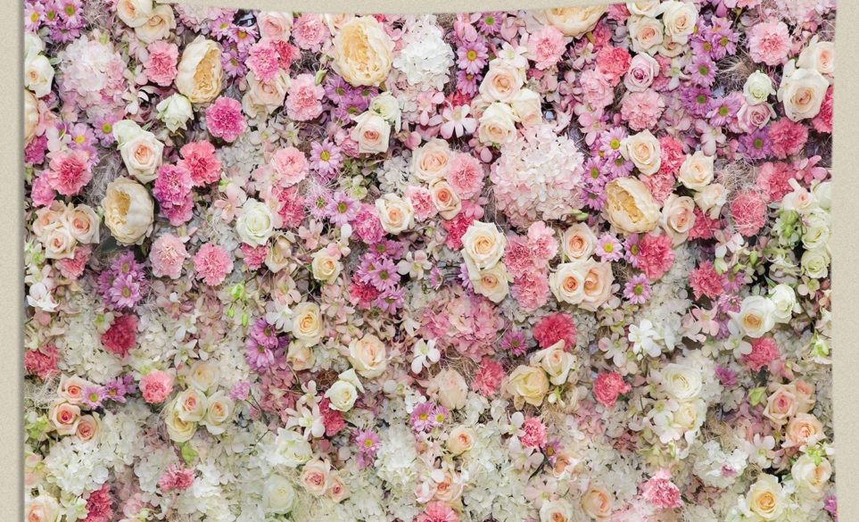 floral tapestry with pink and cream roses