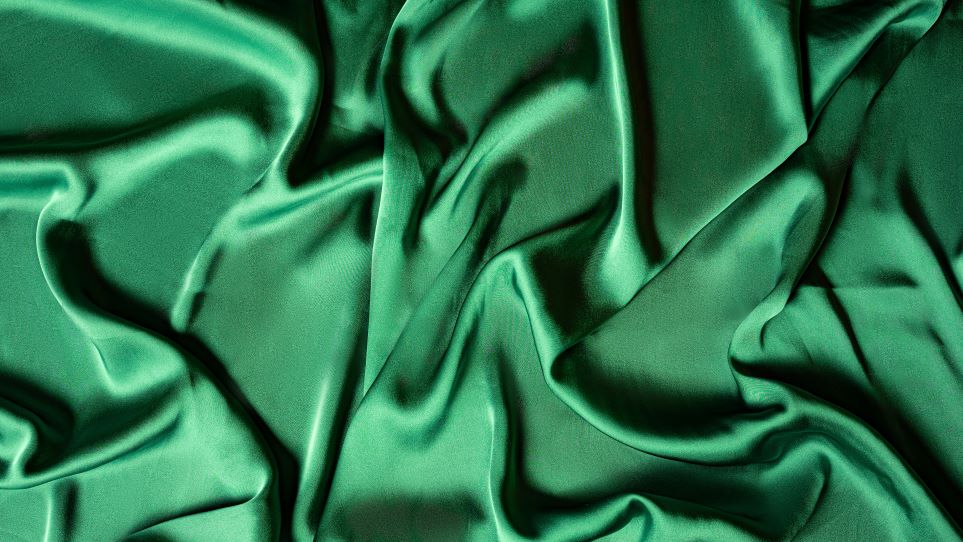 Emerald green silky fabric