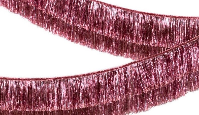 pink fringe tinsel garland