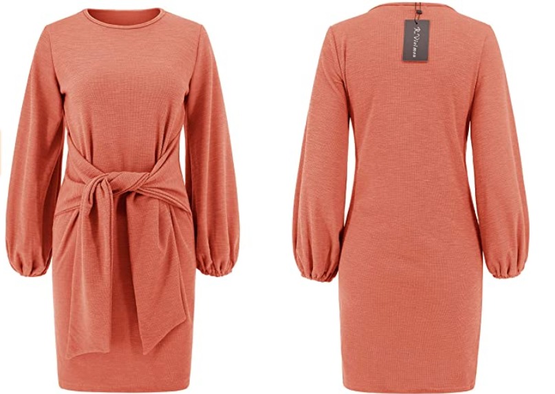 tie waist dress with peasant sleeves