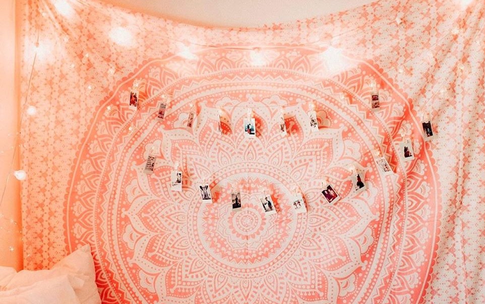 rose pink mandala tapestry