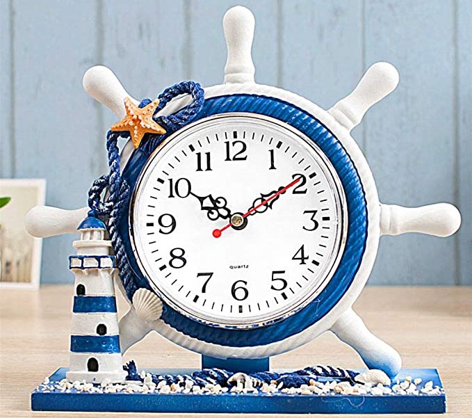 Nautical wooden desk clock
